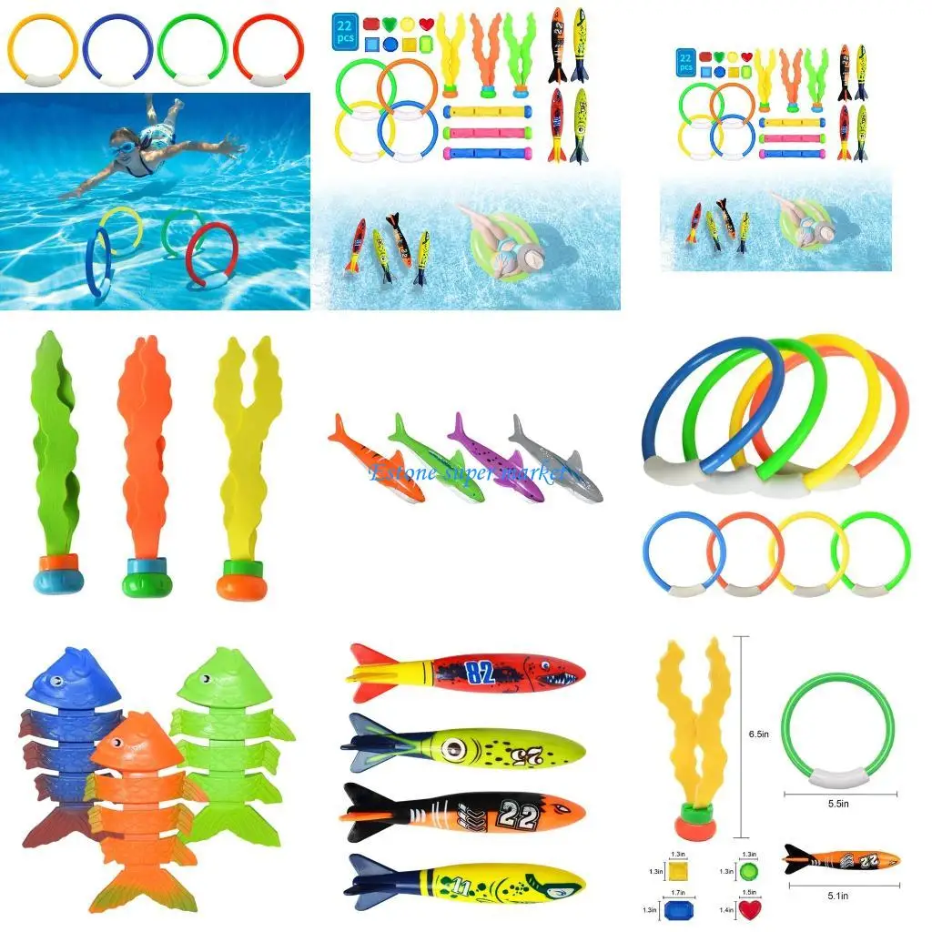 

090B 22-Pack Pool Diving Toy Set for Kids Practice Diving and Swimming Underwater Swimming Dive Toy for Water