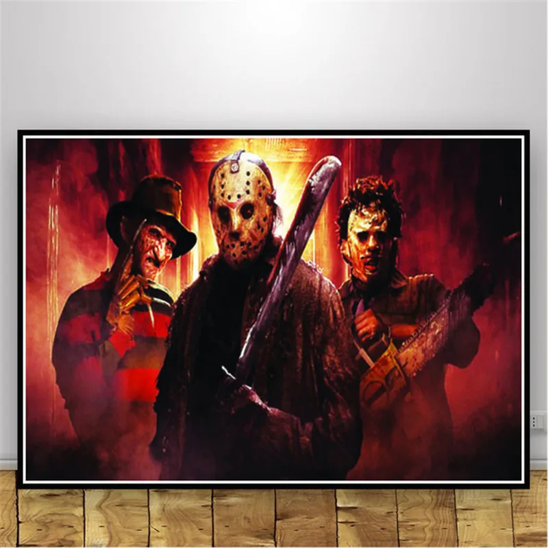 Freddy Jason Chucky The last Supper Halloween Horror Movie Posters Canvas Paintings Wall Art Pictures for Living Room Home Decor