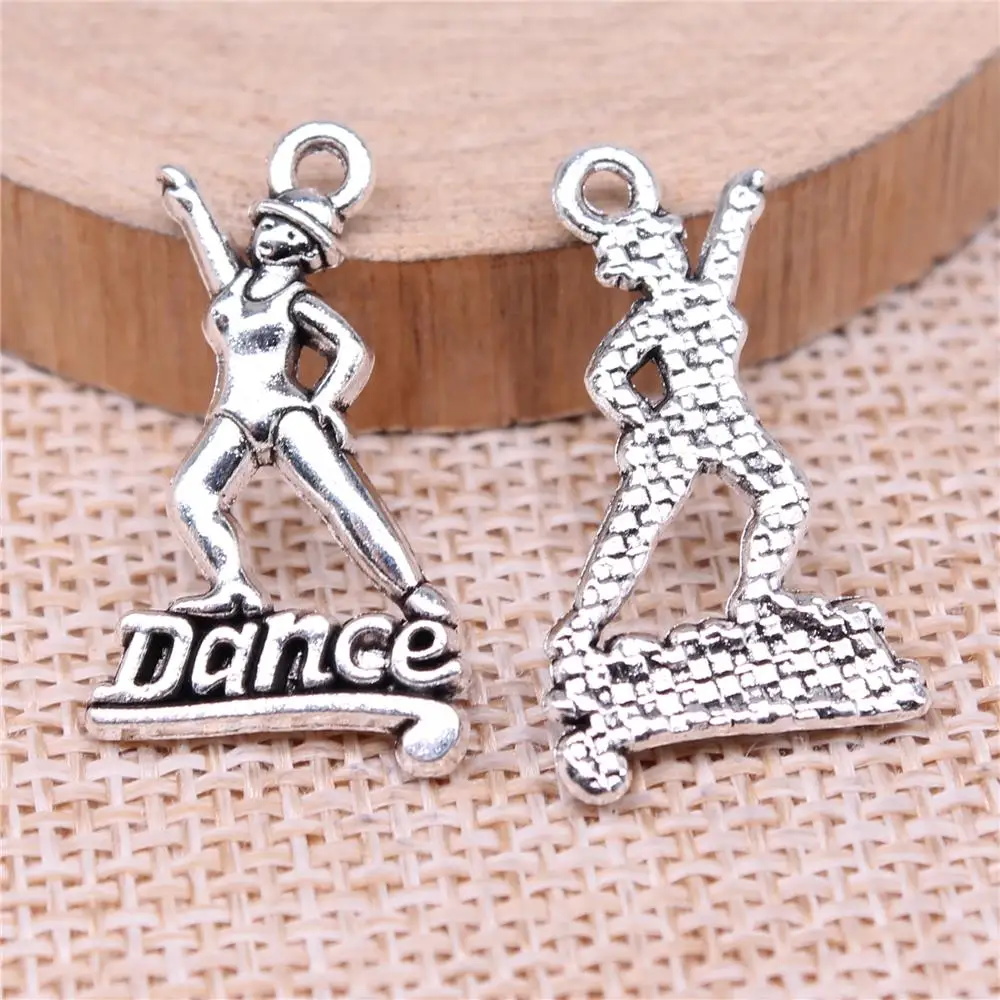 100pcs Charms Wholesale 26x15mm Dance Charms Antique Silver Color For Jewelry Making DIY Jewelry Findings