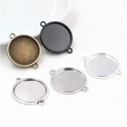 10pcs 20mm Inner Size Classic 5 Colors Plated One Sided Double Hanging Simple Style Cabochon Base Setting Charms Pendant