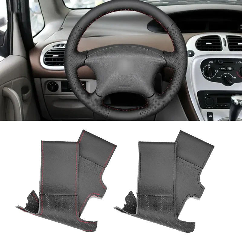 For Citroen C5 2001-2006 Xsara Picasso Berlingo Peugeot Partner 2003-2008 Hand Braid Car Inner Steering Wheel Leather Cover Trim