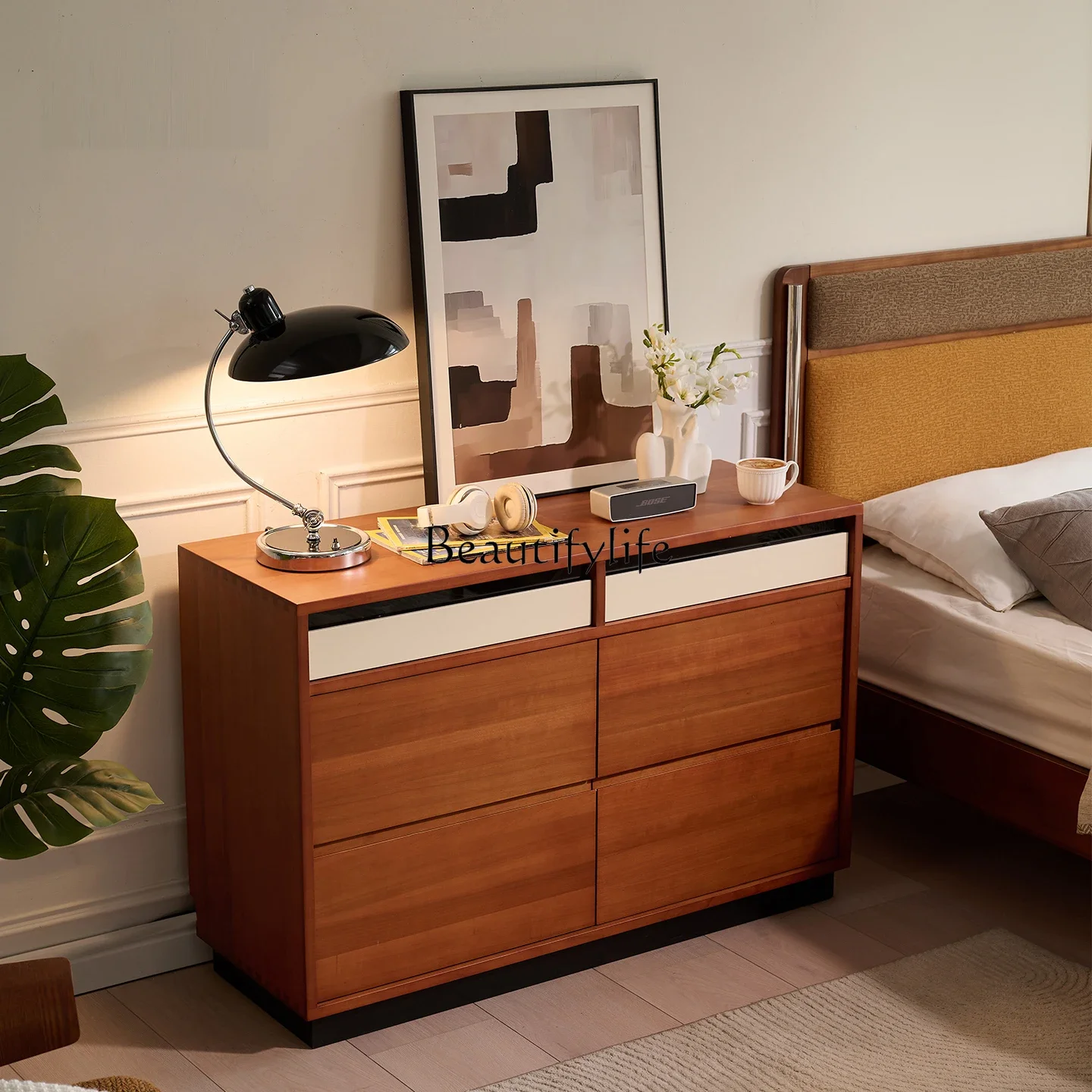 

yj7 Vintage Chest of Drawers Living Room Multi-layer Storage Wall-mounted Integrated Sofa Side Cabinet