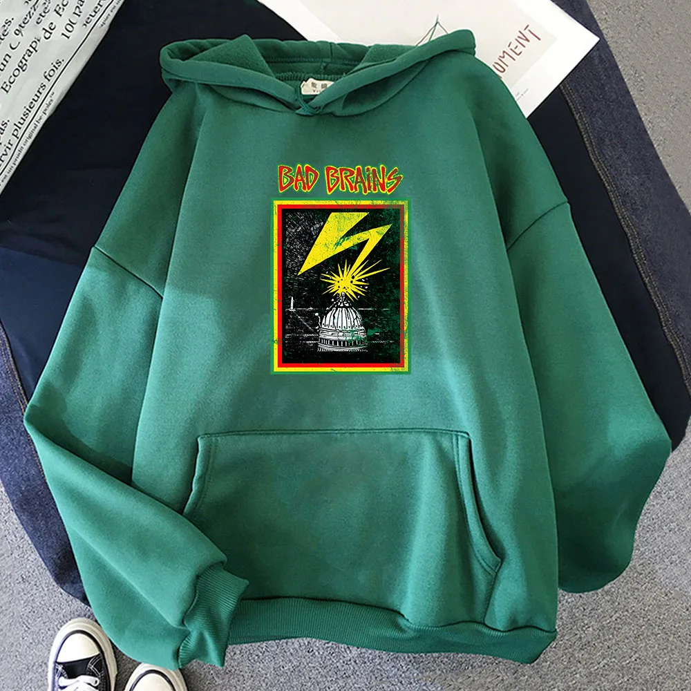 Heavy Mental Unisex Streetwear Bad Brains Rock Band Graphic Hoodies Sudaderas Hombre Hooded Men/Women Sweatshirts Warm Fleece