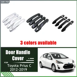 Chrome Door Handle Cover Trim for Toyota Prius C Aqua NHP10 2012-2019 2013 ABS  Car Accessories Carbon Fiber Set Sticker Styling