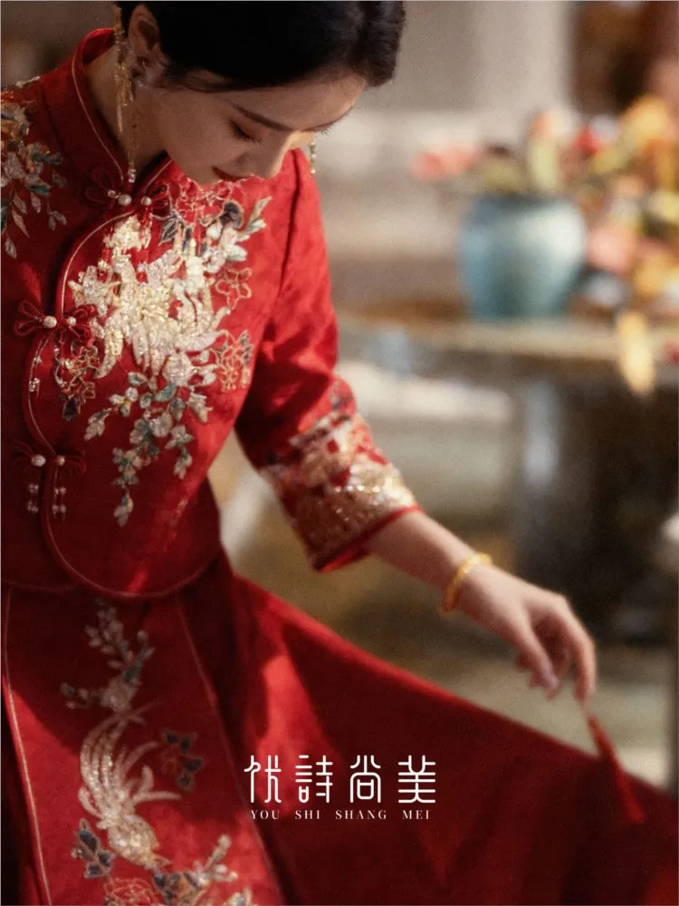 New Chinese-style cheongsam toasting and wedding dress clothing