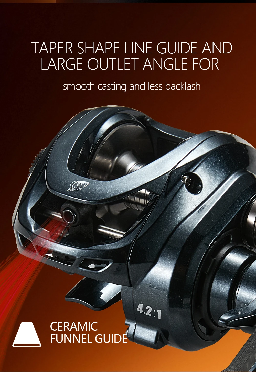 Soloking 4.2:1 Übersetzungsverhältnis Arcrox Salzwasser-Baitcasting-Rolle aus Carbon, 8 kg maximale Bremskraft, 8+1 Kugellager, Octopus-Rollen – Detail 3