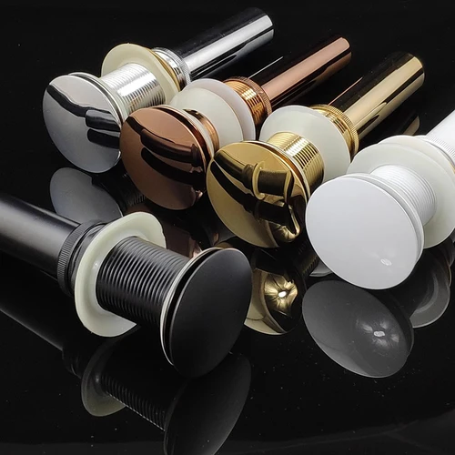 황동 대야 팝업 드레인 단추, 욕실 플러그 사이펀 드레인 장치, 싱크대 배수구 트랩, 골드 배스 싱크대 스토퍼 액세서리 오버플로우 