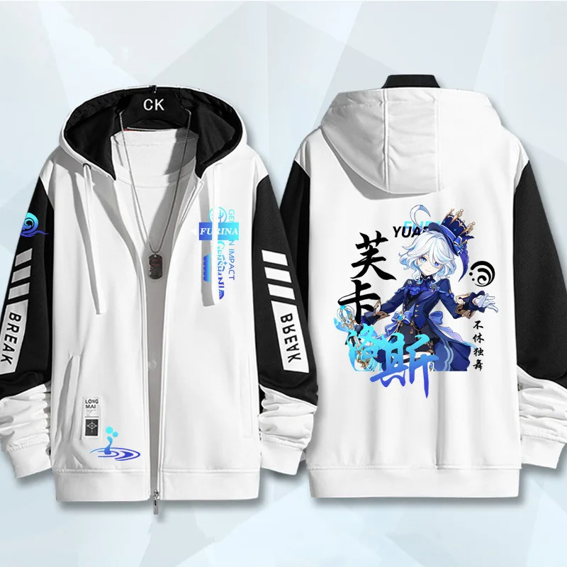 Genshin-ropa de colaboración Funina Water God, Sudadera con capucha de Anime, chaqueta holgada, ropa para el dolor, disfraces de Cosplay, conjunto de Halloween