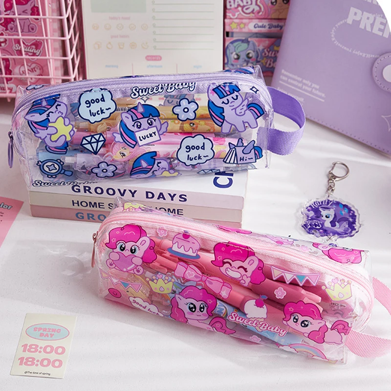 MINISO My Little Pony Friendship Is Magic Student Stationery Cartoon Anime Large Capacity Waterproof Girl Makeup Storage Bag Toy