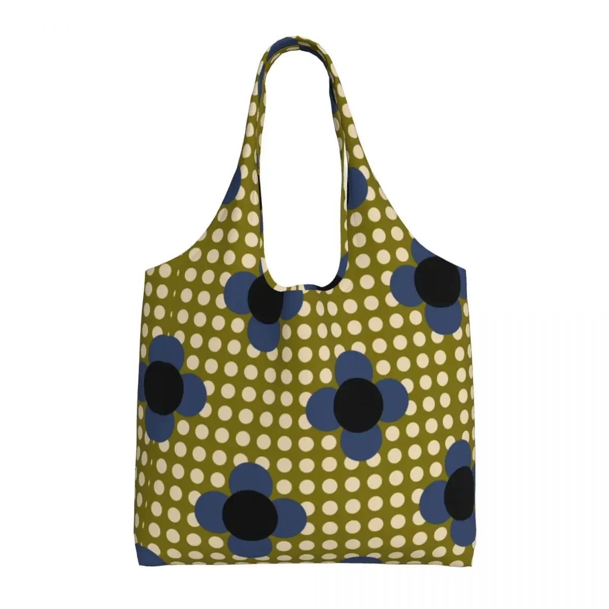 Custom Funny Print Orla Kiely Prints Polkadot Olive Flower Tote Shopping Bags Durable Canvas Shopper Shoulder Photograph Handbag