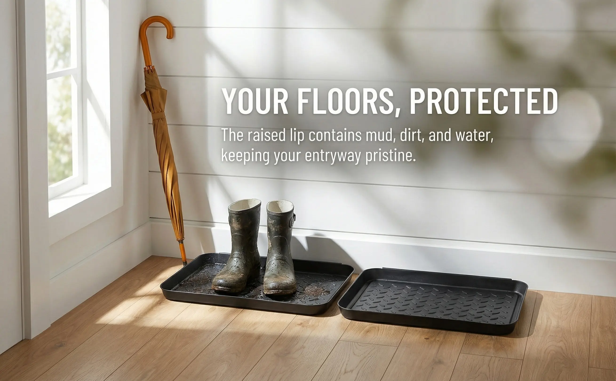 2Pcs Large Plastic Boot Tray Non Slip Raised Edge Shoe Storage Tray for Entryway Indoor Outdoor Rain Boot Drip Mat Versatile