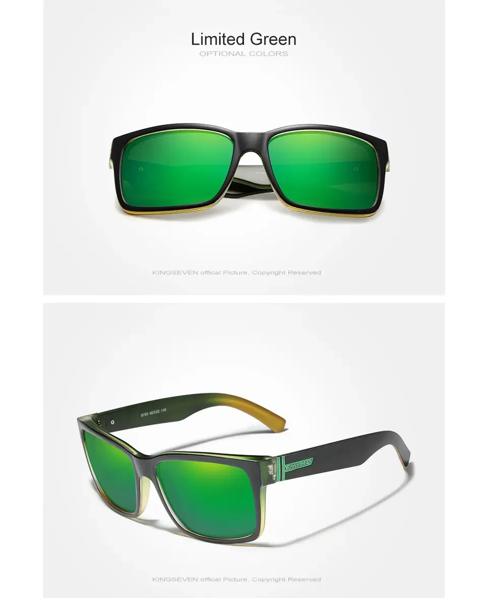KINGSEVEN Beliebte Mode Neue Sommer Sonnenbrille UV400 Quadratischen Rahmen Polarisierte Männer/Frauen Anti-glare Fahren Outdoor Brillen – Detail 11