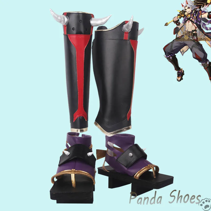 Genshinimpact Arataki Itto Cosplay Shoes Anime Game Cos Clogs Boots Arataki Itto Cosplay Costume Prop Shoes for Halloween Party