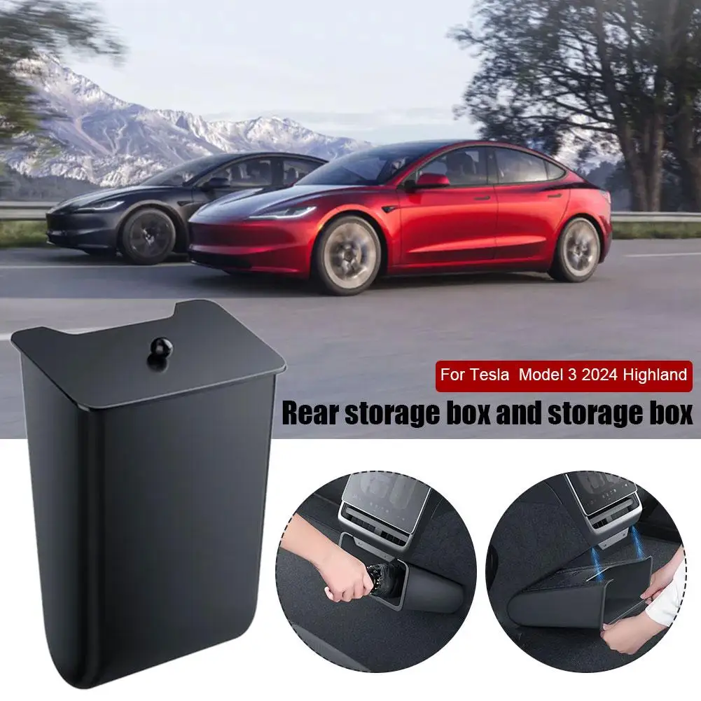 

for Tesla Highland 2024 Car Rear Seat Trash Can Interior Storage Box Magnetic Garbage Bin Car Accessories J7D9