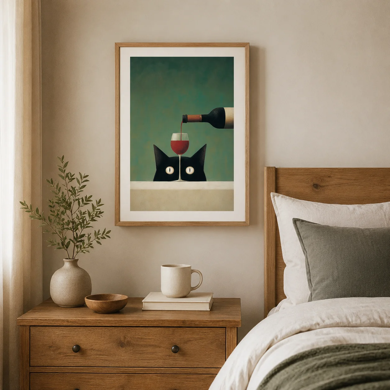 Red Wine Temptation Poster,Canvas Wall Print,Modern Art Illustration,High‑Grade Home Decoration Artwork for Bedroom,Living Room