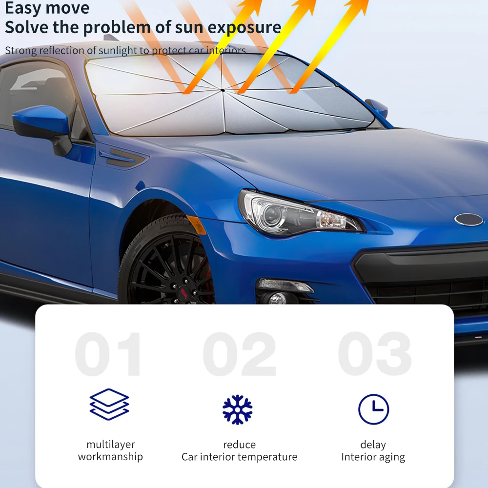 170T Car Sunshade Umbrella Windshield Folding Front Parasol Umbrella Type Sun Shade For Car Window Sun Protection Accessories