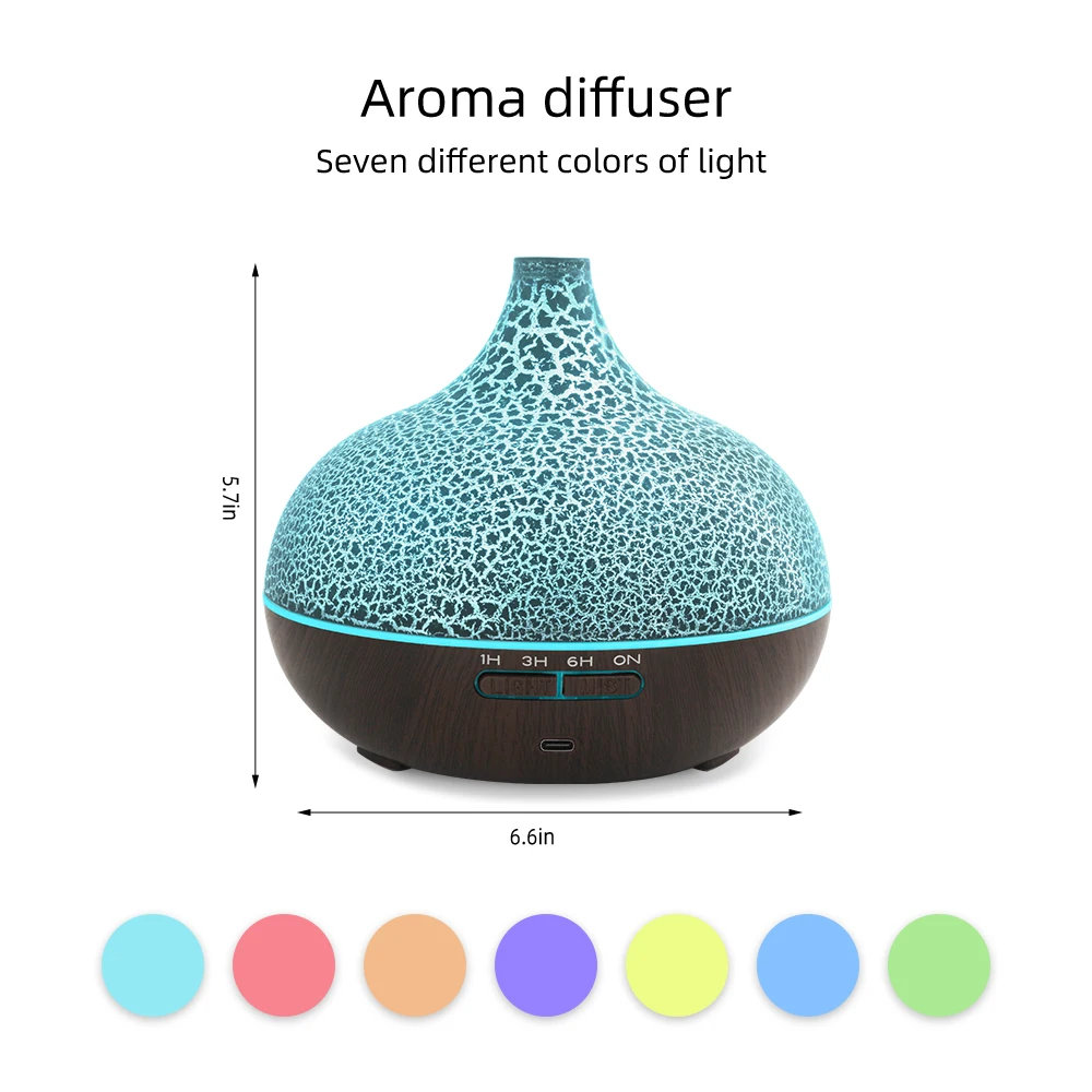Large Room 550ml Essential Oil Diffuser, Cool Mist Humidifier with Auto Shut Off, Ultra Quiet Crack Design for Night Sleep & Hom