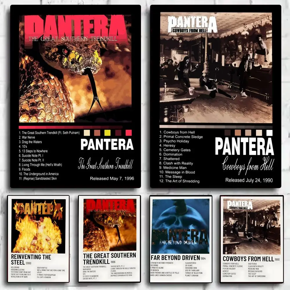 Band Music Album P-Pantera Poster Decorative Wall Art Stickers Mural Photo Print for Home Living Room Hallway Decor