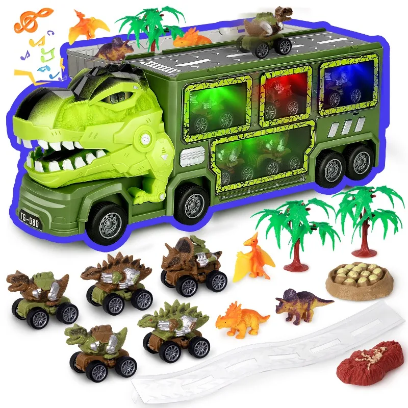 

Игрушечный грузовик-транспортер для перевозки динозавров для мальчиков - модель динозавра Тираннозавр Рекс, игрушка-перевозчик, подарок на день рождения для детей, машинки-игрушки
