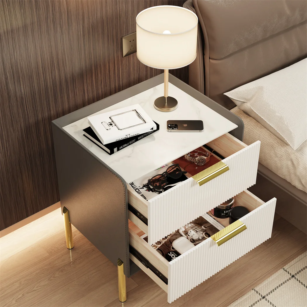 LUVODI Modern Bedside Table with Drawers White Storage Nightstand End Table for Bedroom,Sofa Side,Living Room Furnitures