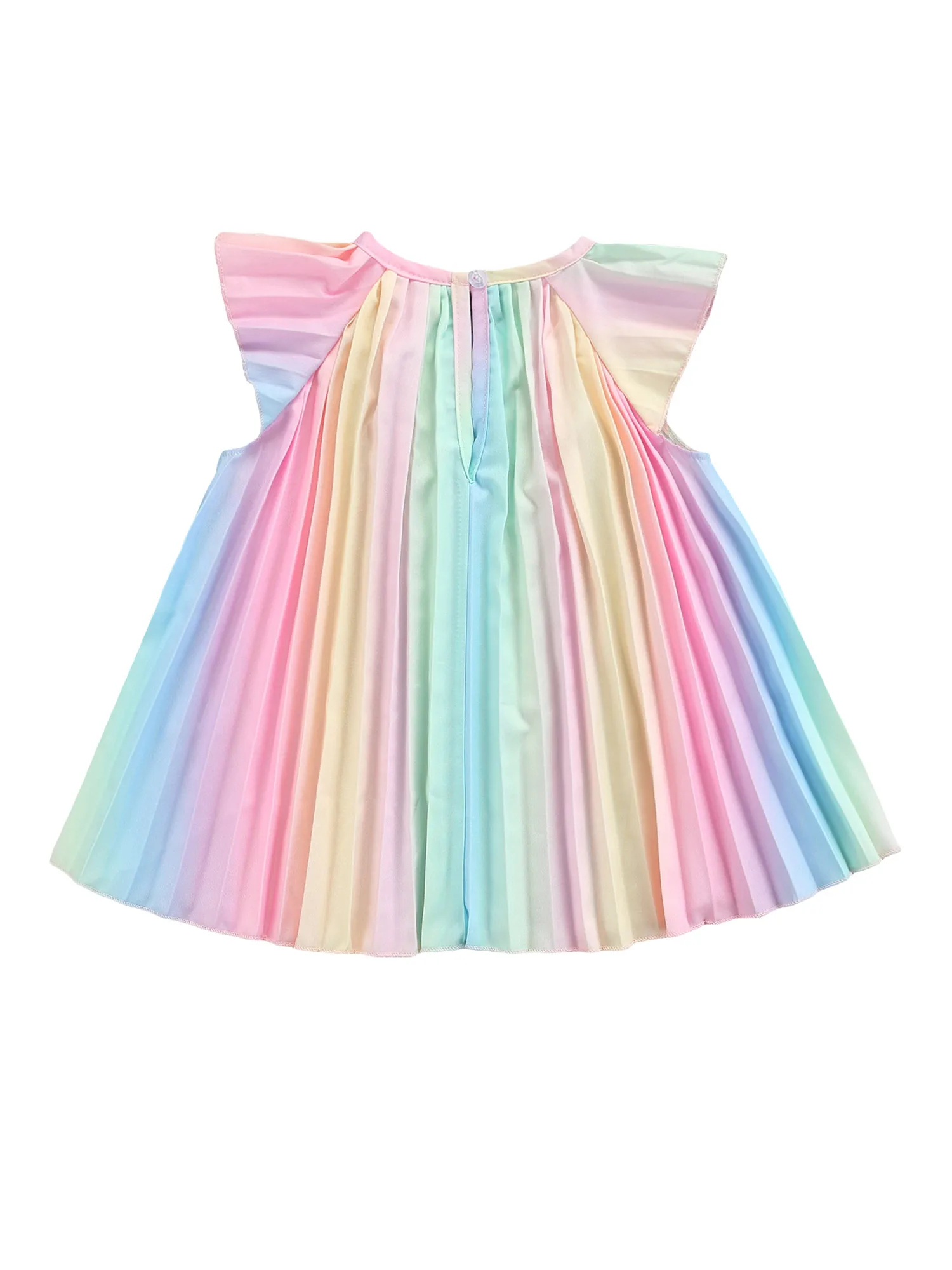 Colorful Striped Sleeveless Dress Flowy A-line Silhouette with Cute Rainbow Print Perfect for Summer Outfits