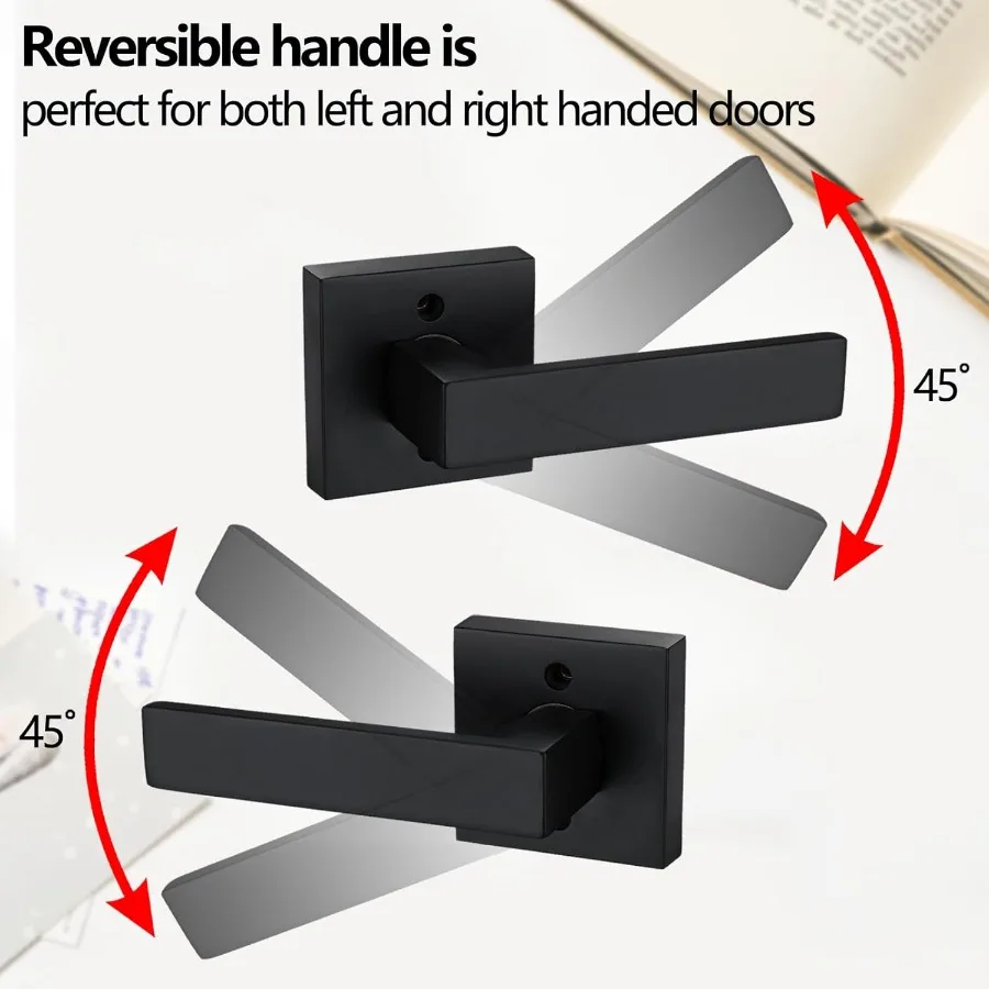 Uchwyt do drzwi wewnętrznych bez zamka, w kolorze matowej czerni, wytrzymały i elegancki, odpowiedni do nowoczesnych drzwi.