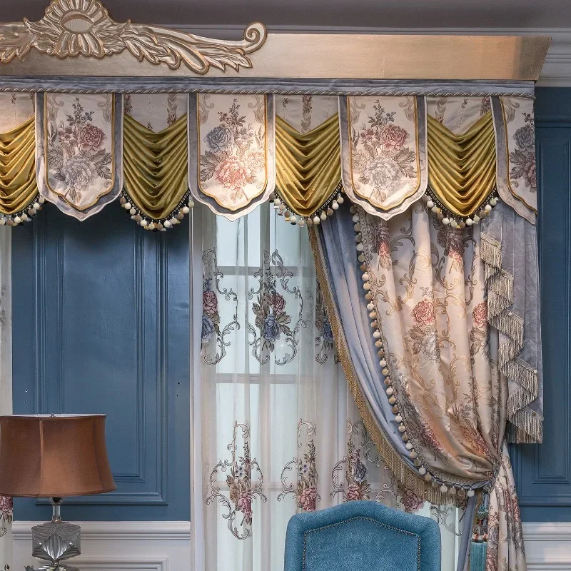 European-style large flower curtains, new living room luxury atmosphere court style luxury American blackout French high-end cur