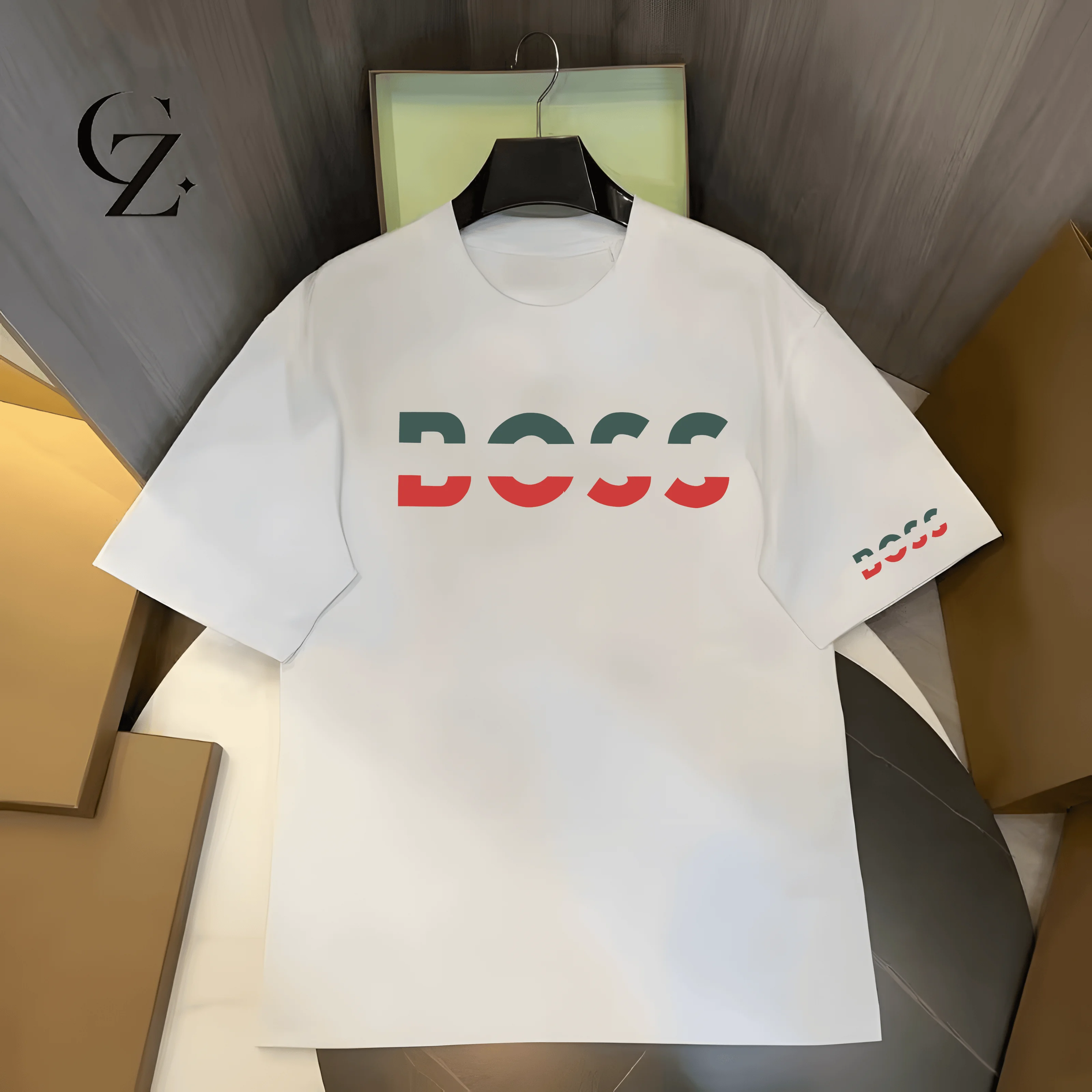 

Luxury"Dual Color Block" Premium Cotton Oversized White Print T-Shirt 2026 Summer Business Casual Graphic Tee for Men Women