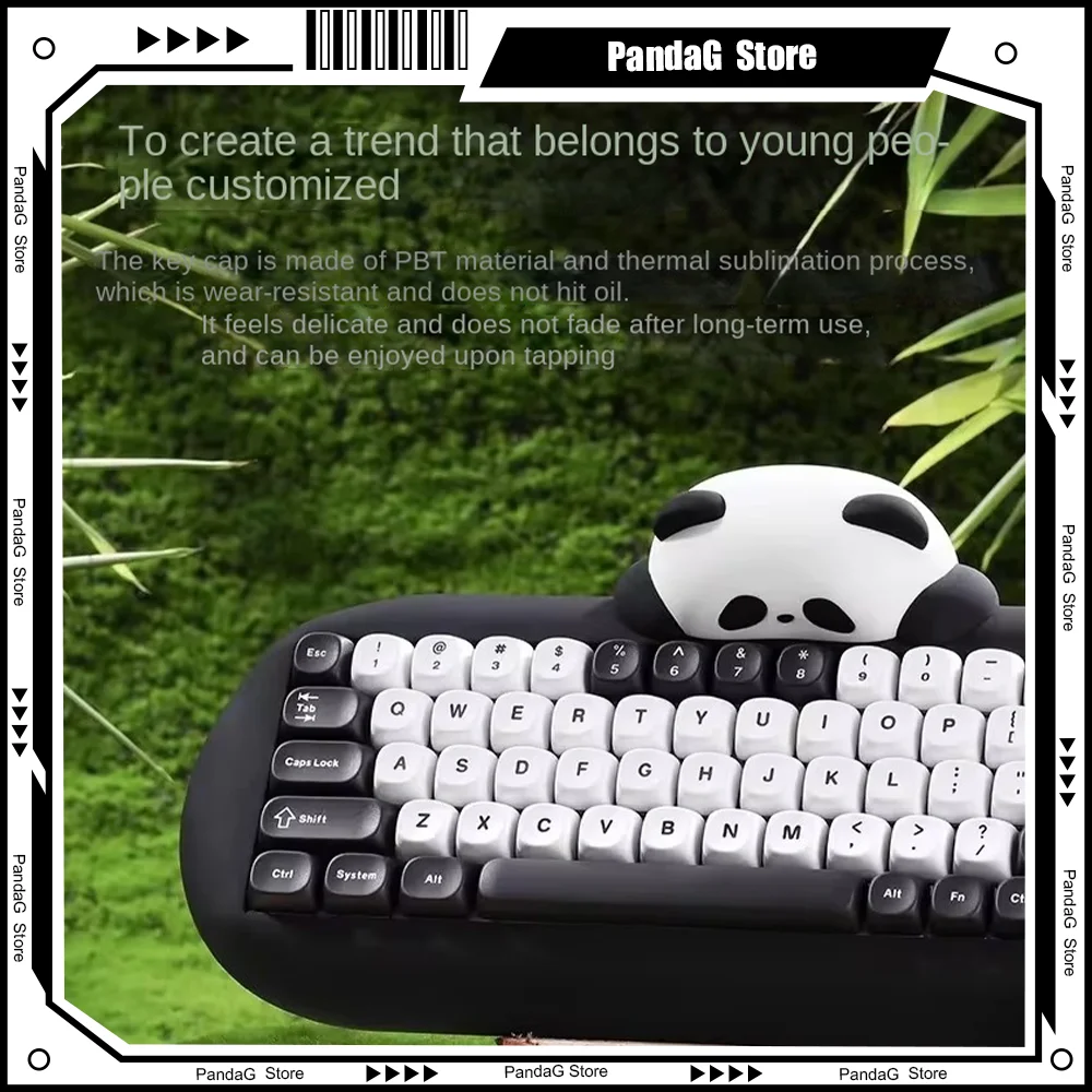 

KEYNOVO C68 Panda Silicone Mechanical Tri-mode Wireless Bluetooth 2.4G Keyboard Customized Hot Swap Bluetooth for iPad Mac Cute