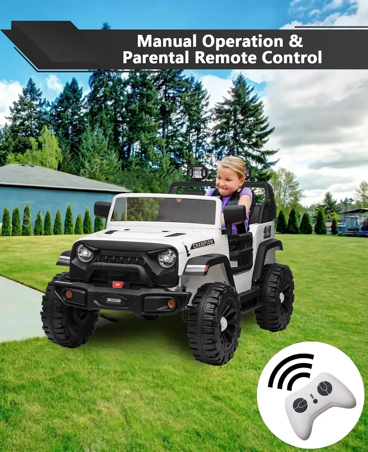 24V rit op auto 2-zits, XL elektrische voertuigen voor grote kinderen met 20" brede zitting, 3 snelheden, 2x200W krachtige motor, ophanging 3-8Y