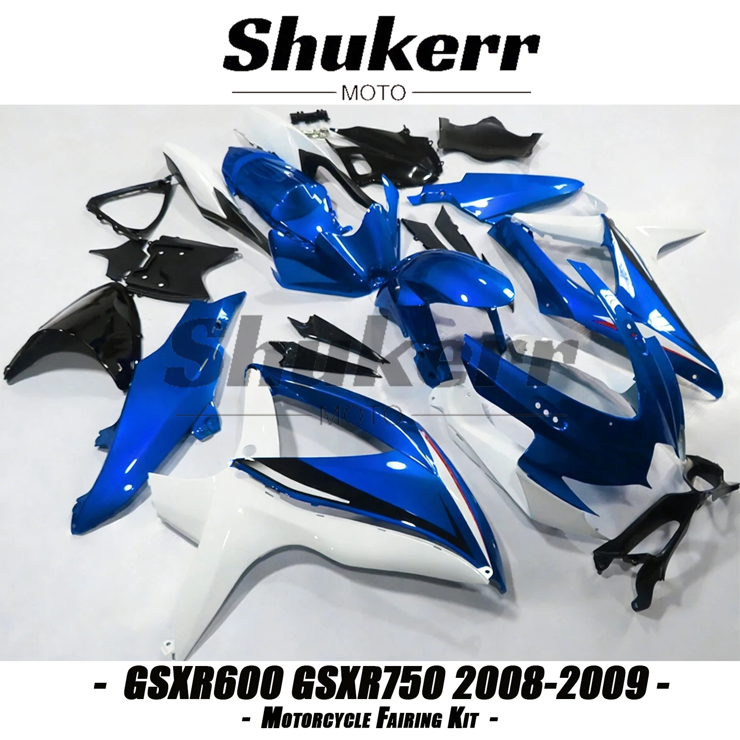 Motorcycle Plastic Fairing Kit Injection Mold Bodywork Panel Kit Fit for Suzuki Gsxr600 Gsxr 750 2008 2009 K8 Blue White