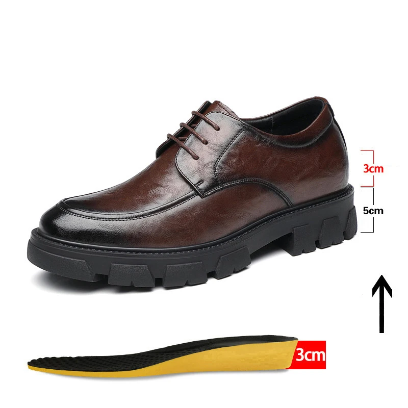 Men Dress Shoes Elevator Shoes Platform High Heels Height Increase Business Casual Man Heightening Shoes 10 8CM Moccasins Taller