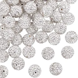 50pcs White Rhinestone Beads Polymer Crystal Spacer Bead For DIY Necklace Bracelet Jewelry Making Accessories Supplies Wholesale