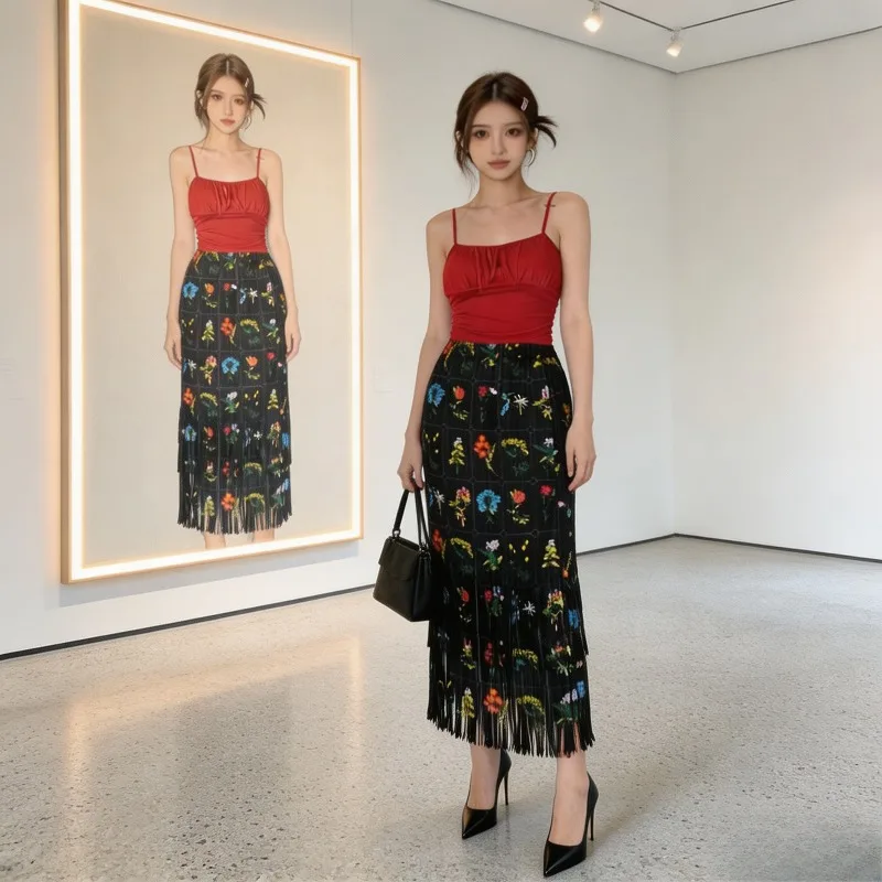 

Miyake Pleated Original 2026 Summer New Pattern Tassel Niche Personality High-end Gentle Style Fashion Skirt for Women Pleat