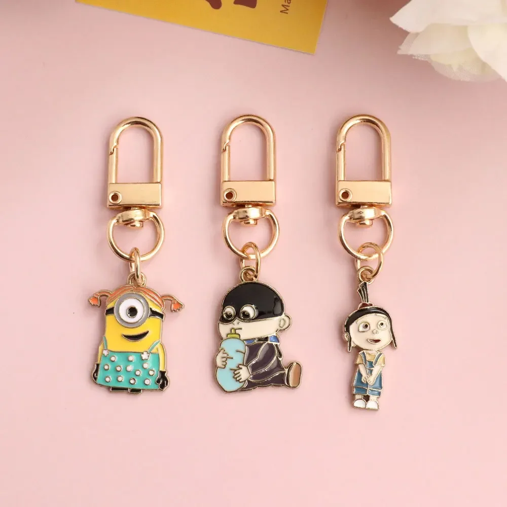 New Minions Kevin Bob Keychain Cartoon Toys Model Silicone Pendant Keyring Cosplay Car Backpack Key Holder Accessories Kid Gifts