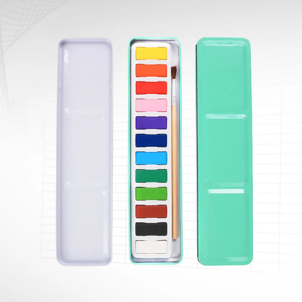

12 Colors Solid Watercolor Paint Set Pigment Kit For Artists Kids Beginners Semi-Moist Vibrant Cake Colors With Brush