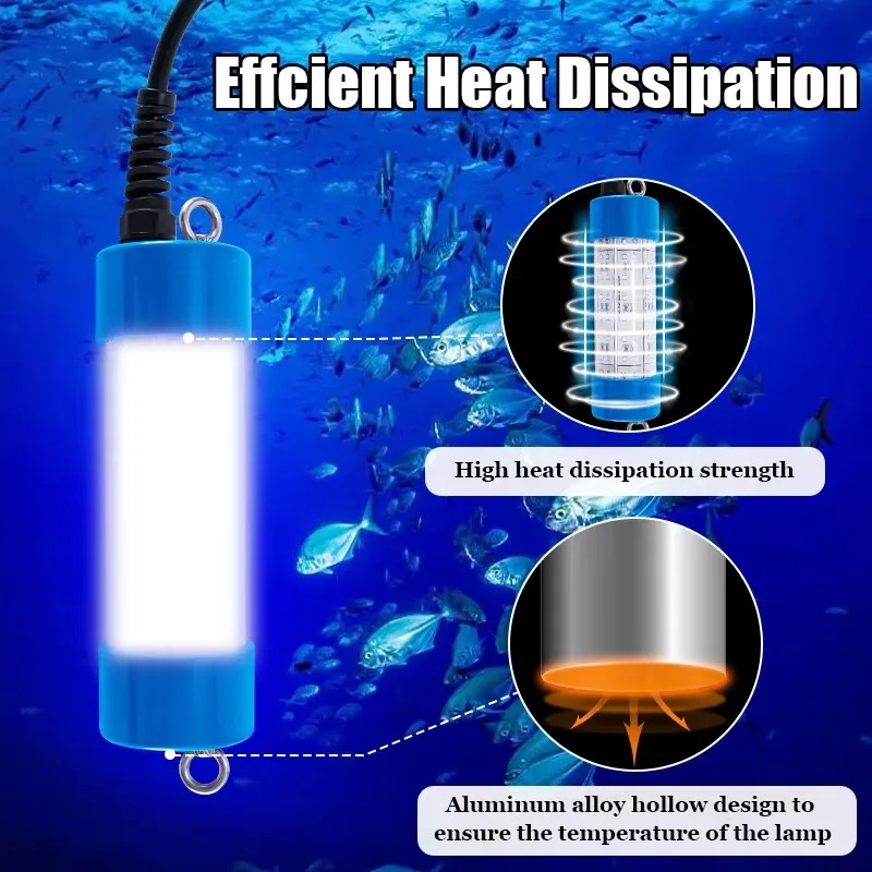Lâmpada de pesca led subaquática verde 60w ip68 dupla à prova d'água iscas de luz de pesca de lula usadas por luz de pesca barcos subaquáticos