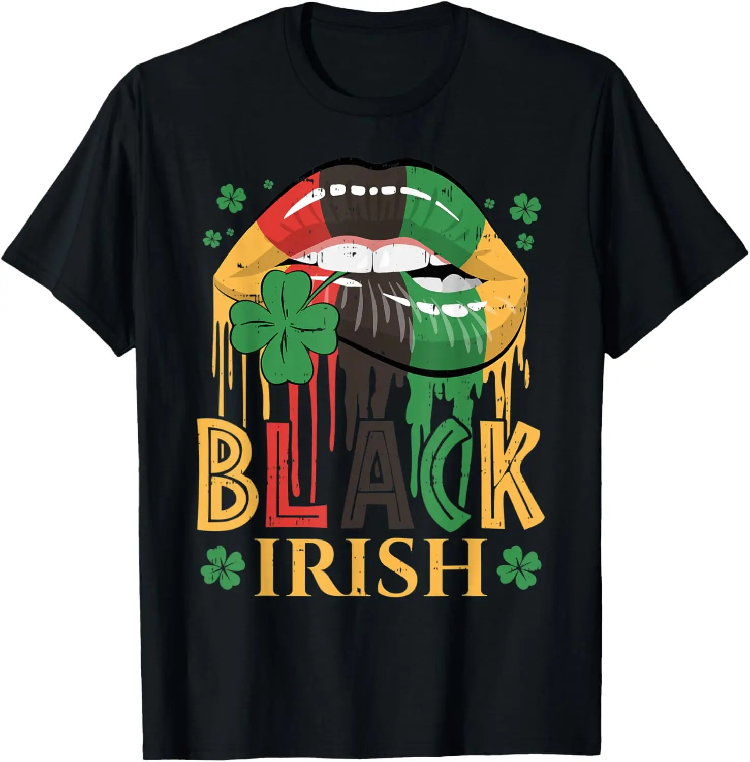 Black Irish Dripping Lips African American St Patricks Day T-Shirt