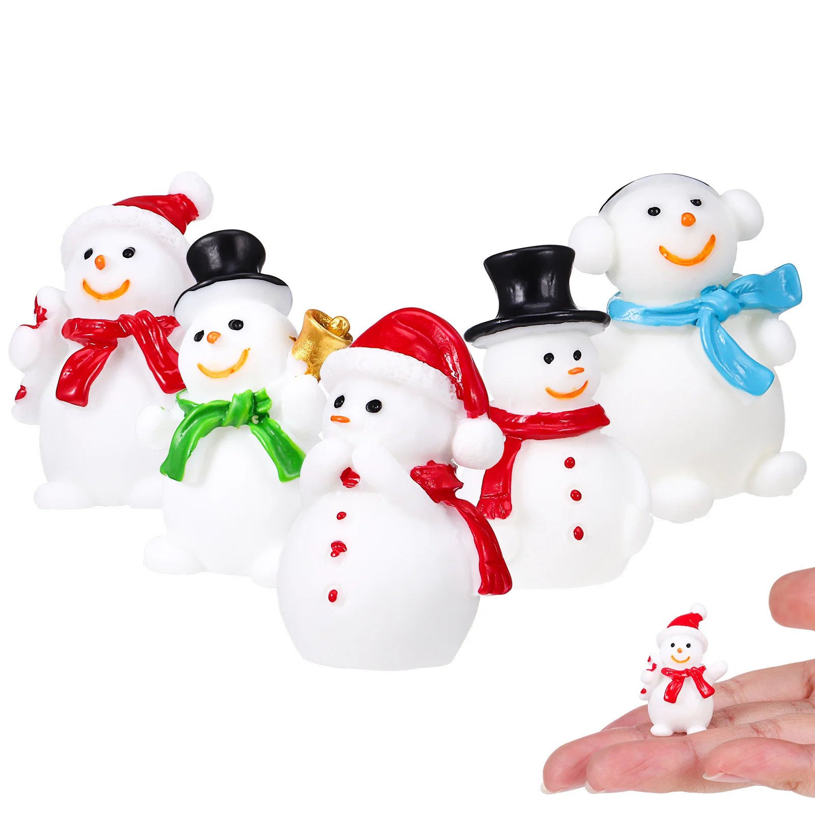 

50Pcs Christmas Snowman Decor Resin Miniatures Easy Clean Durable Holiday Decoration Mini Snowman Figurines Mini Snowmen
