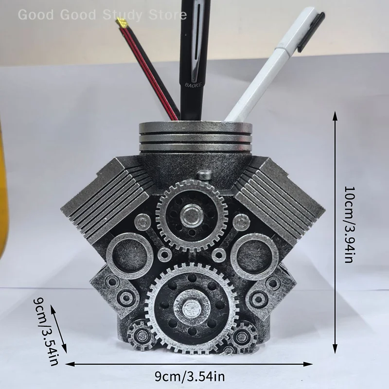 Pen Holder With Engine, Engine Pen Holder, Engine Block Desktop Organizer, Desktop Decor Gift For Car Enthusiasts