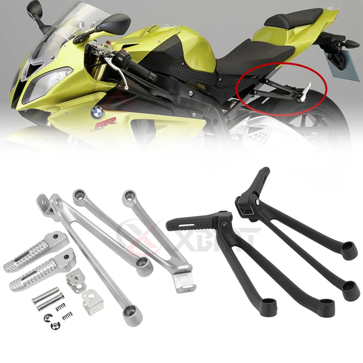 

Motorcycle Rear Passenger Footrest Foot Peg Rest Pedal Bracket Kit For BMW S1000RR S1000R S1000 RR R S 1000 R RR 2009-2017