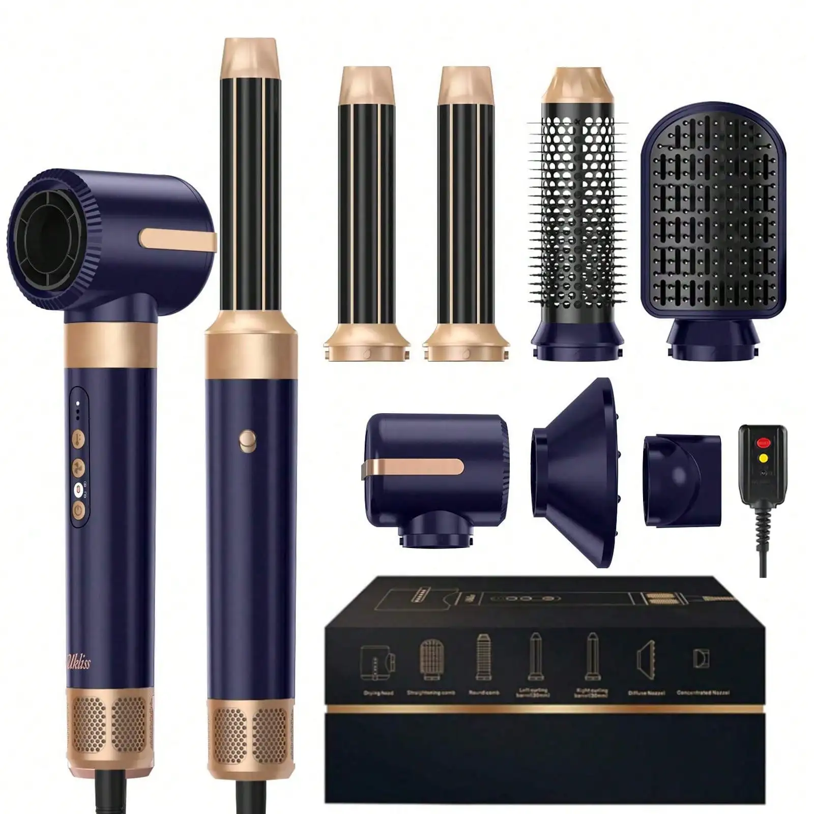 5 in 1 Hair Styling Set, Multifunctional Hair Dryer Brush, Automatic Curling Iron, Straightener and Curler, Multi-Styler for Home Travel Holiday Gifting