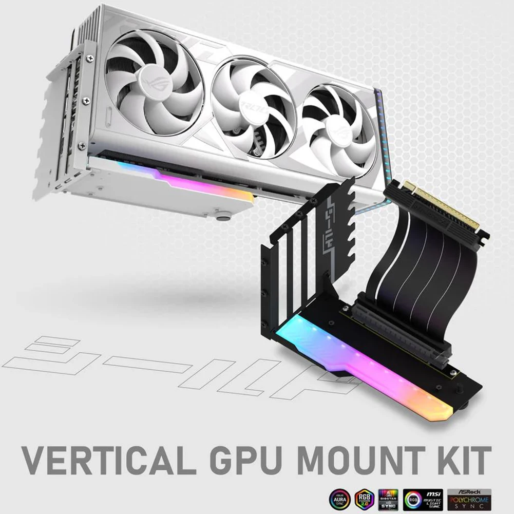 Imagem -03 - Suporte de Montagem Vertical Gpu Suporte Gráfico 15cm Cabo de Elevação Pci-e 4.0x16 Ângulo Direito 90 Graus Montagem Gpu para pc