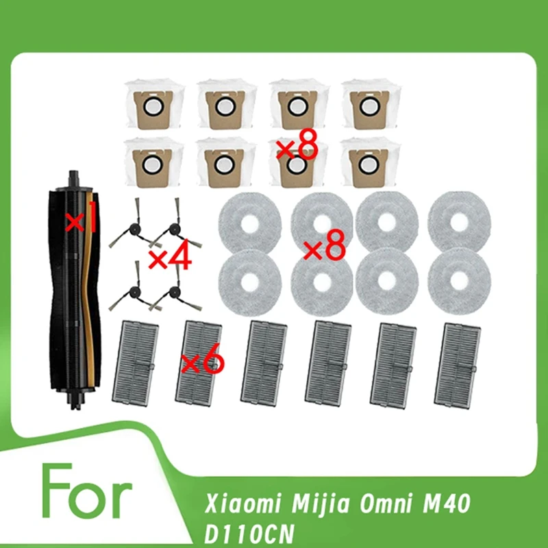 For Xiaomi Mijia Omni M40 D110CN Vacuum Cleaner Accessories Main Side Brush Mop Filter Dust Bags