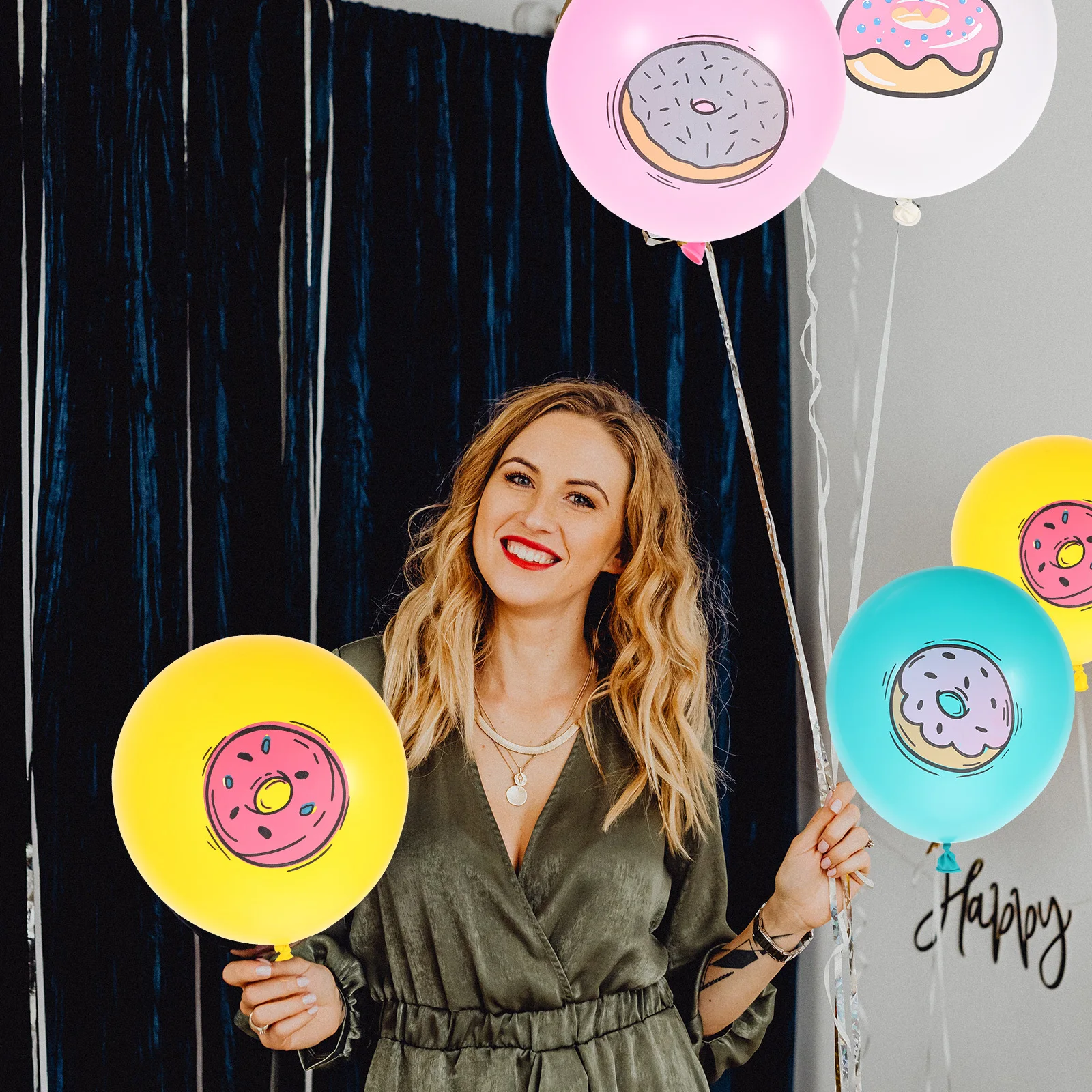 

32Pcs Donut Balloons Doughnut Theme Birthday Party Supplies Party Decorations Pastel Balloons Donut Balloon