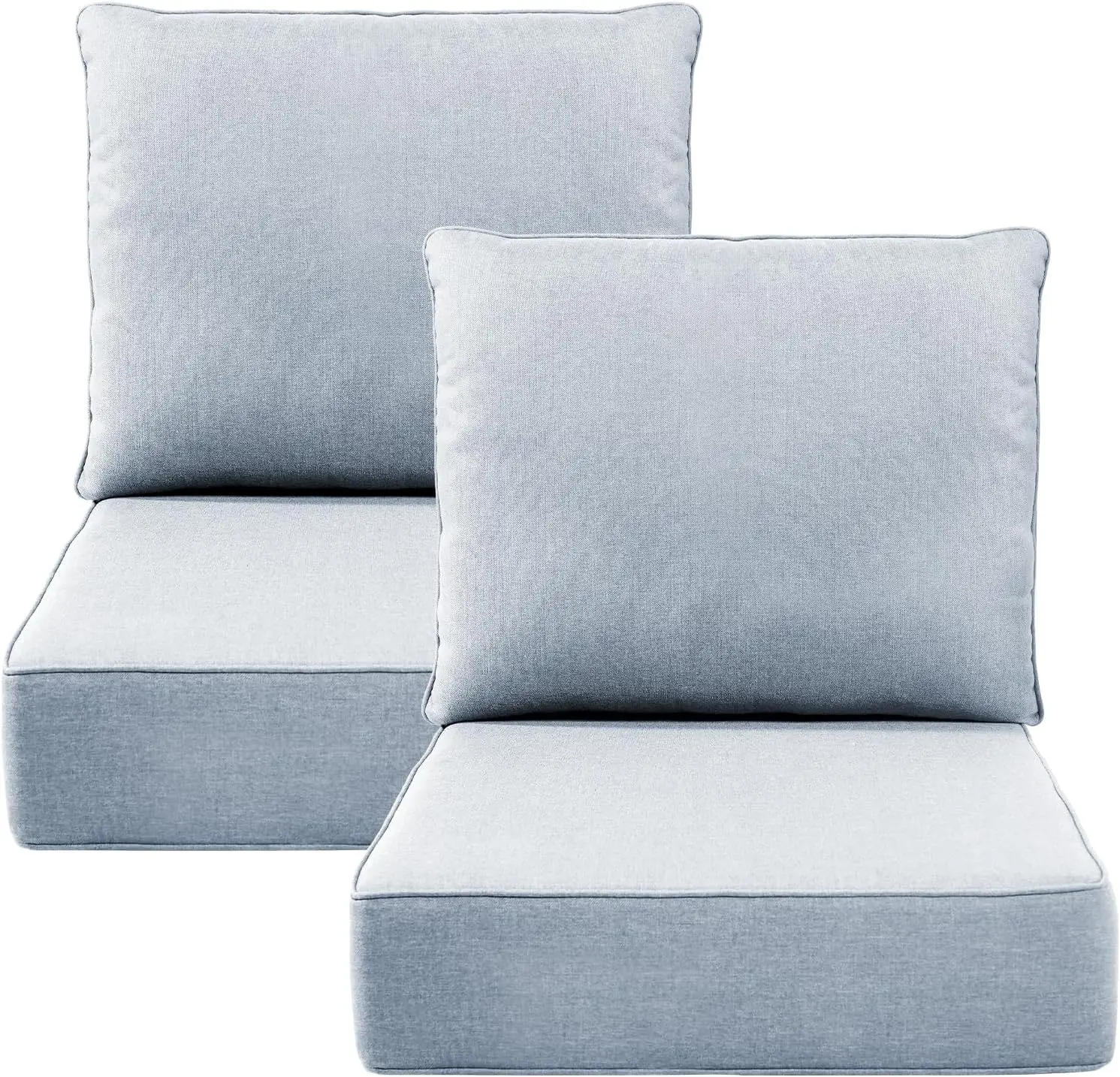 

24x24x6" Patio Cushions Set of 2, Thick High-Density Foam, Fade & Water Resistant, Removable Cover, Baby Blue