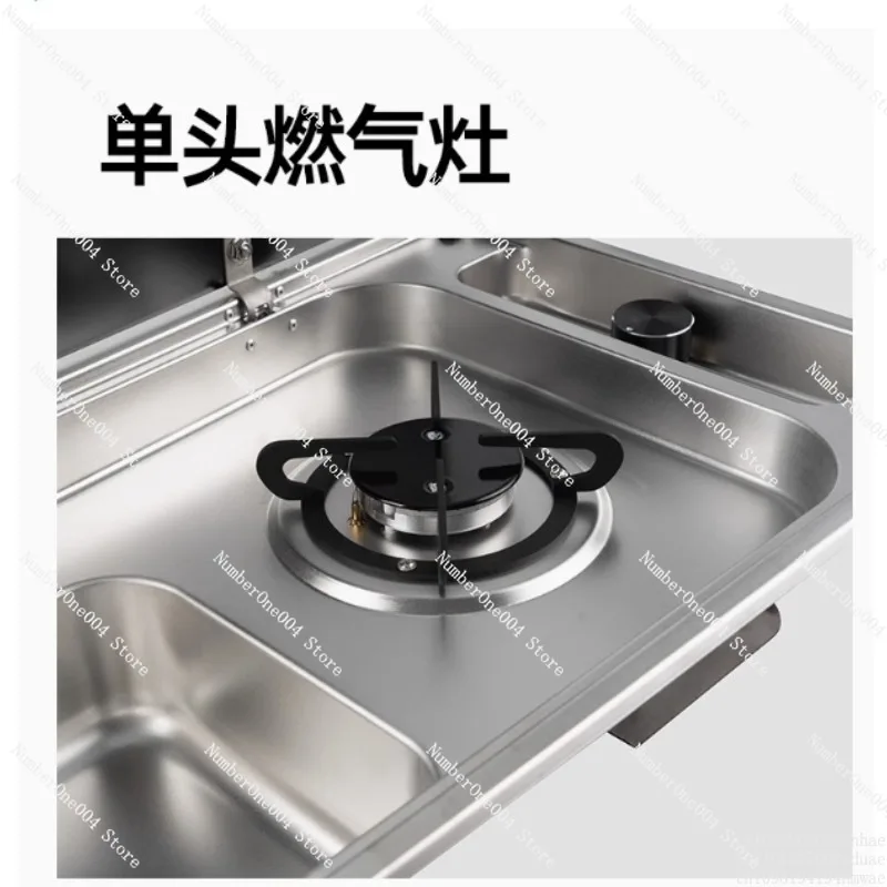 

RV gas stove sink with faucet trailer modification, stainless steel wash basin, electromagnetic stove integrated sink