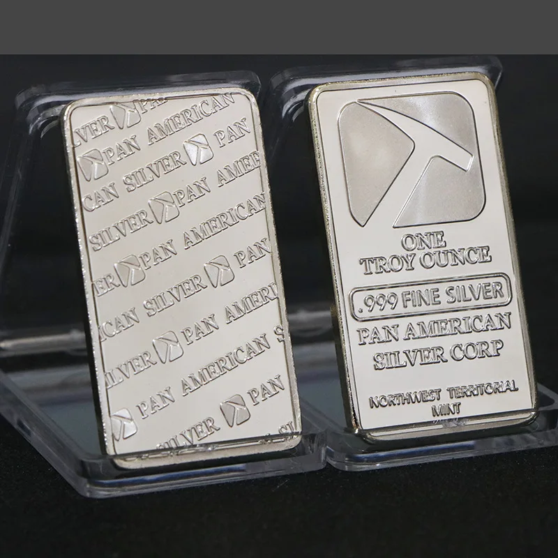 Spot PAN AMERCIAL BAR ONE TROY OUNCE 999 PLATA FINAL ​ ​   Bar coleccionable Gold Digger Camel Pickaxe Silver Bar moneda conmemorativa
