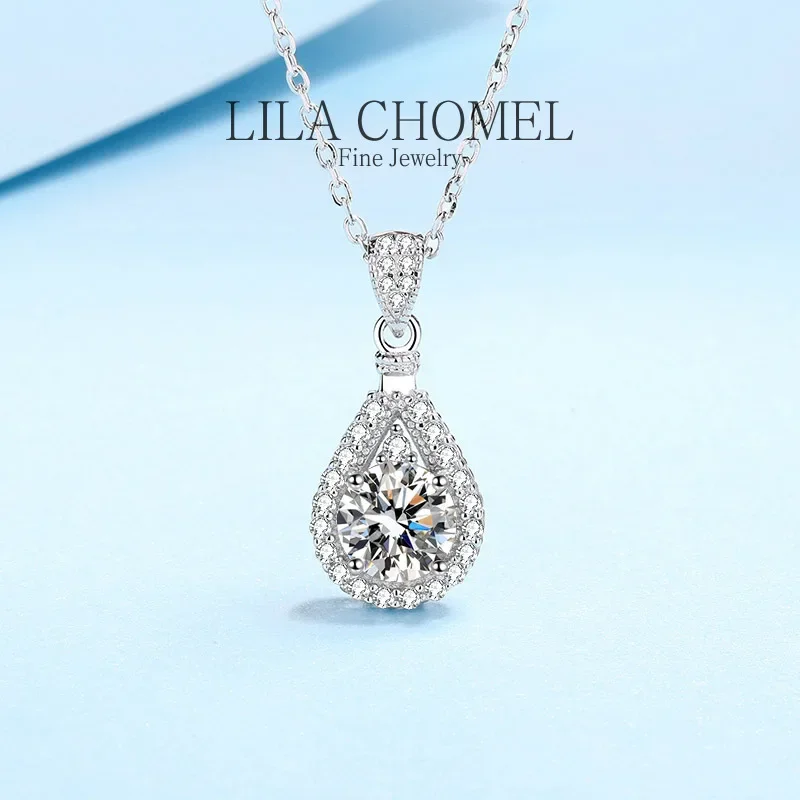 

Water drop White Gold 18K Real Moissanite Diamond D color Necklace for Women 1/2/3/5ct Pendant for Girlfriend gift fine Jewelry