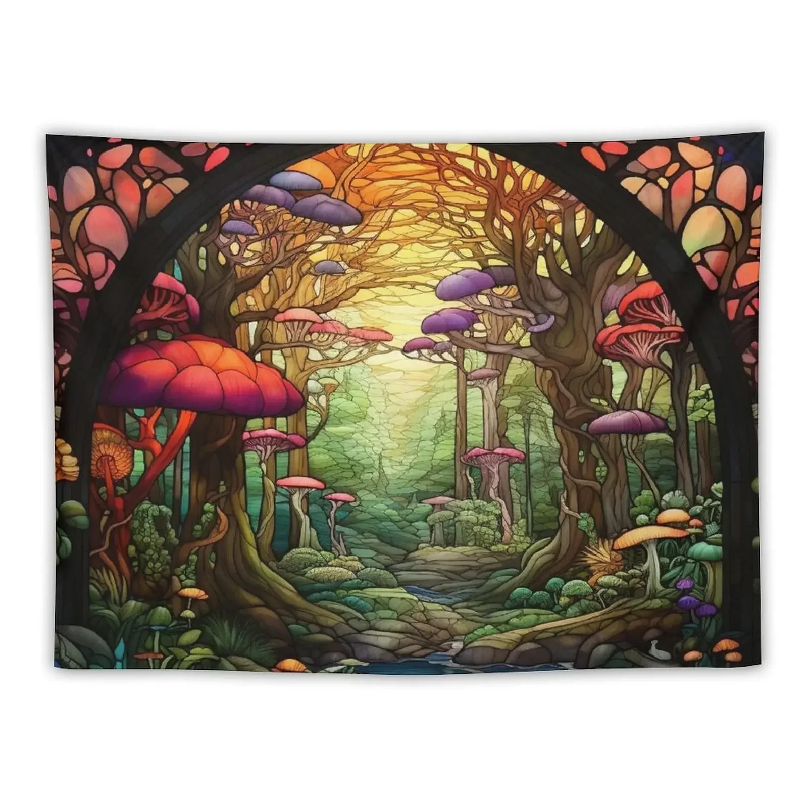 Fantasy Forest Stained Glass Tapestry Room Aesthetic Decor Things To The Room Aesthetic Home Decor Room Decorations Tapestry